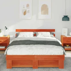 vidaXL Bedframe Wasbruin 160 x 200 cm Massief grenenhout