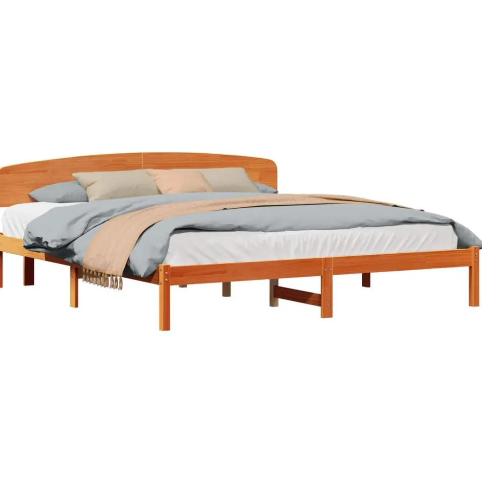 vidaXL Bedframe Wasbruin 200 x 200 cm Massief grenenhout