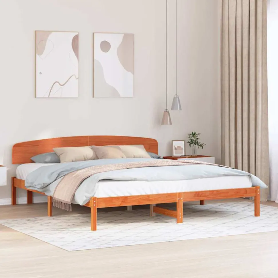 vidaXL Bedframe Wasbruin 200 x 200 cm Massief grenenhout