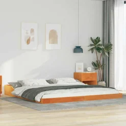 vidaXL Bedframe Wasbruin 200 x 200 cm Massief grenenhout