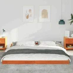 vidaXL Bedframe Wasbruin 200 x 200 cm Massief grenenhout