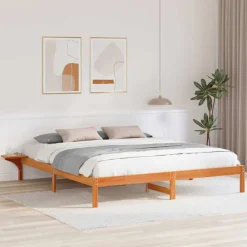 vidaXL Bedframe Wasbruin 200 x 200 cm Massief grenenhout