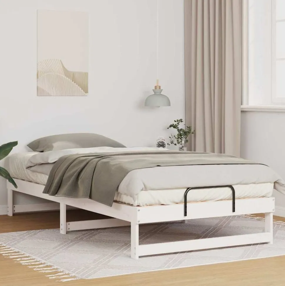 vidaXL Bedframe Wit 100 x 200 cm Massief grenenhout