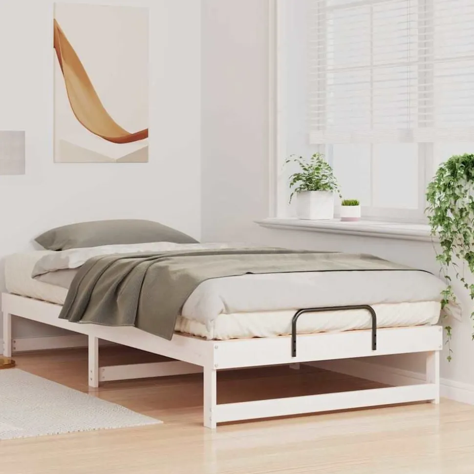 vidaXL Bedframe Wit 100 x 200 cm Massief grenenhout