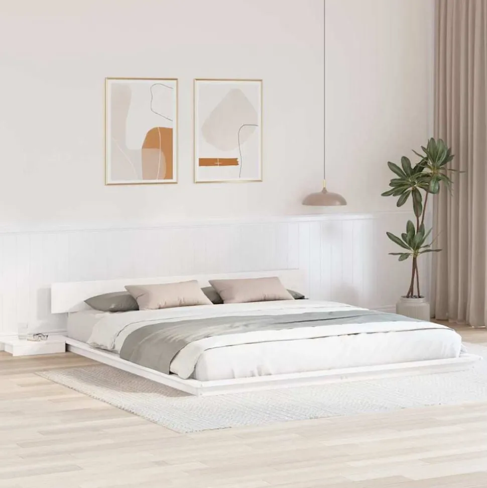 vidaXL Bedframe Wit 200 x 200 cm Hout