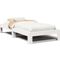 vidaXL Bedframe zonder matras massief grenenhout wit 140x200 cm