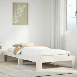 vidaXL Bedframe zonder matras massief grenenhout wit 140x200 cm