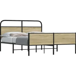 vidaXL Bedframe zonder matras metaal sonoma eikenkleurig 150x200 cm