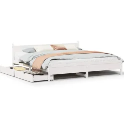 vidaXL Bedframe zonder matras massief grenenhout wit 200x200 cm