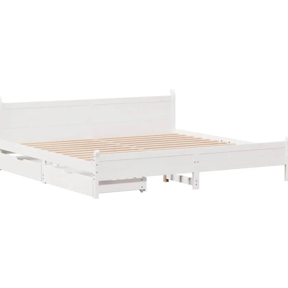 vidaXL Bedframe zonder matras massief grenenhout wit 200x200 cm