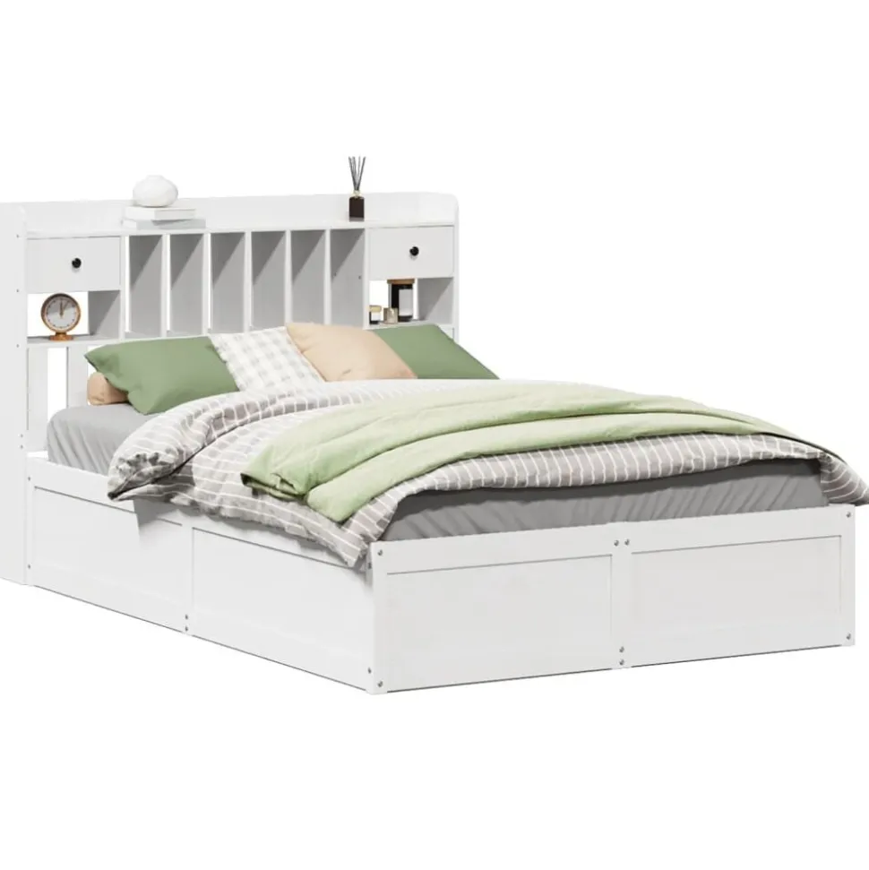 vidaXL Bedframe zonder matras massief grenenhout wit 160x200 cm