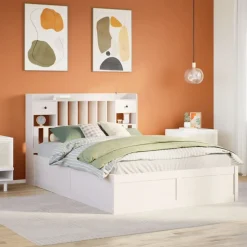 vidaXL Bedframe zonder matras massief grenenhout wit 160x200 cm