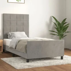vidaXL Bedframe zonder matras 80x200 cm fluweel lichtgrijs
