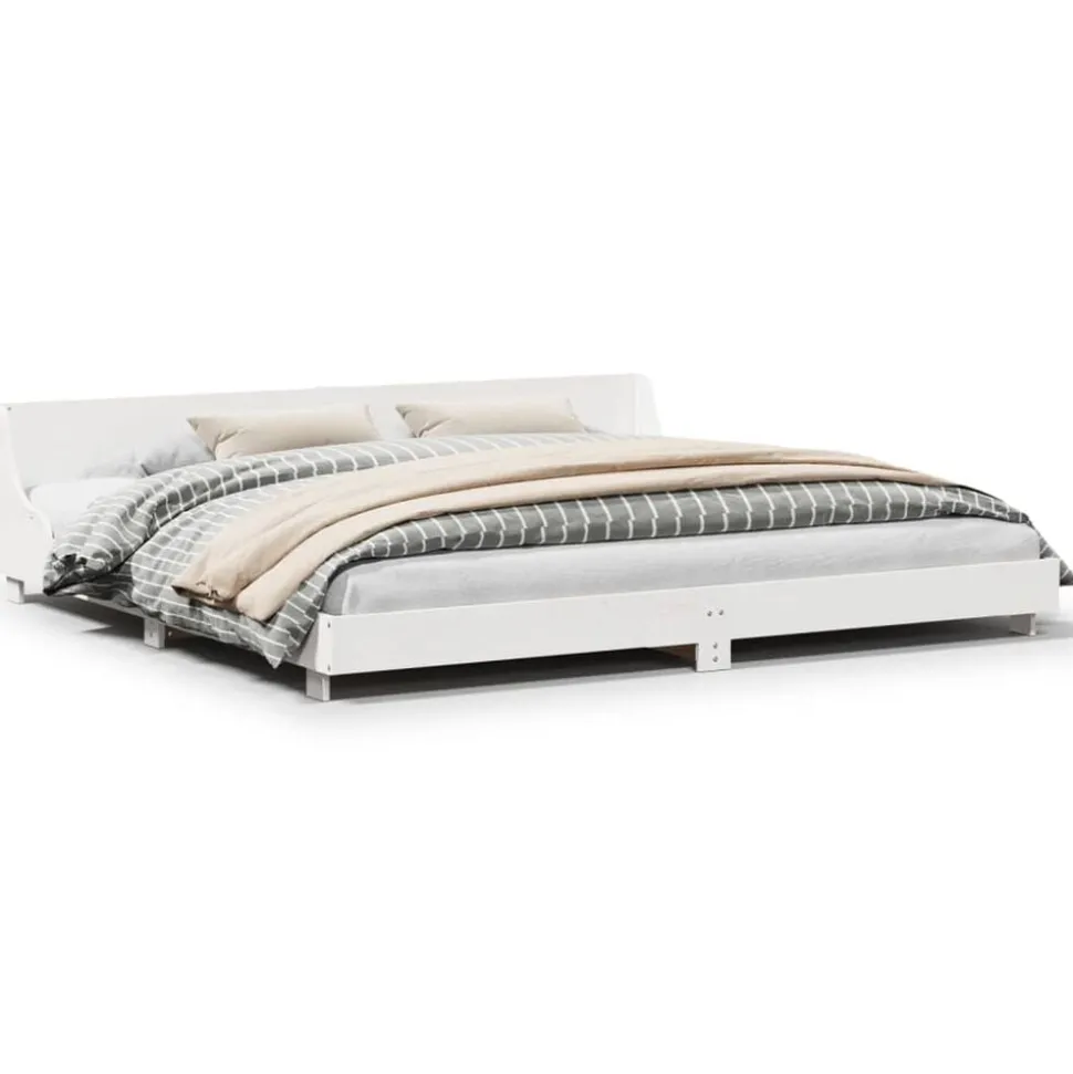 vidaXL Bedframe zonder matras massief grenenhout wit 180x200 cm