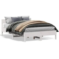 vidaXL Bedframe zonder matras massief grenenhout wit 160x200 cm