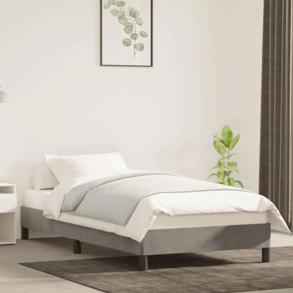 vidaXL Bedframe zonder matras 80x200 cm fluweel lichtgrijs