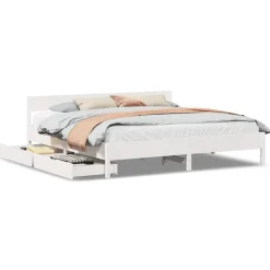 vidaXL Bedframe zonder matras massief grenenhout wit 200x200 cm
