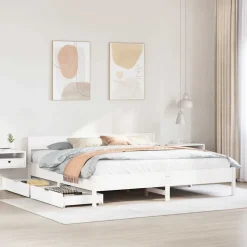 vidaXL Bedframe zonder matras massief grenenhout wit 200x200 cm