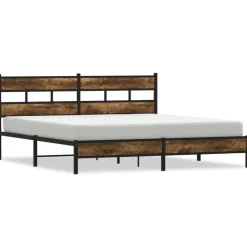 vidaXL Bedframe zonder matras metaal gerookt eikenkleurig 183x213 cm