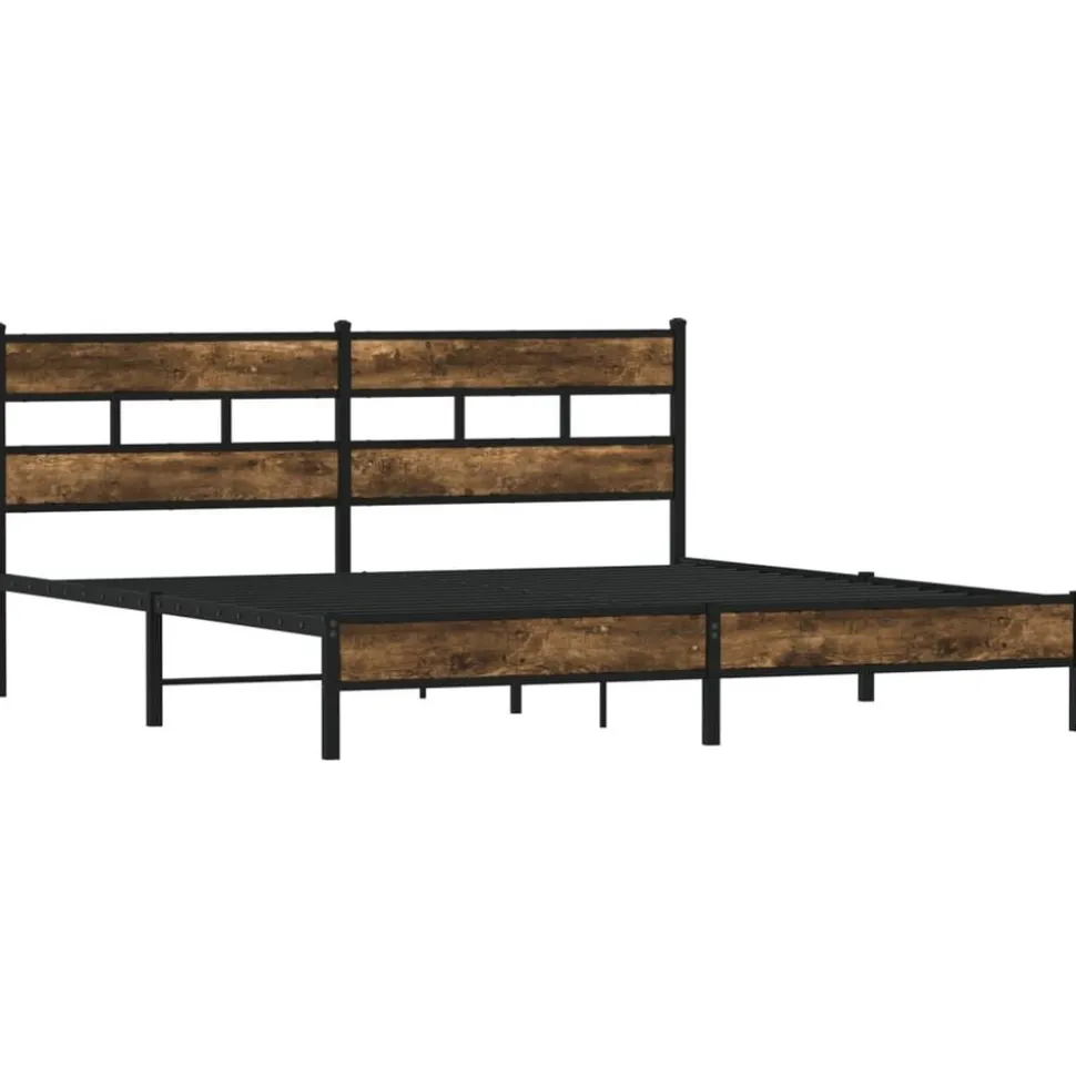 vidaXL Bedframe zonder matras metaal gerookt eikenkleurig 183x213 cm