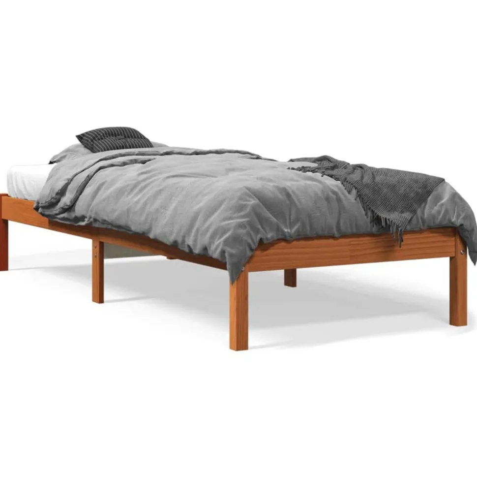 vidaXL Bedframe zonder matras massief grenenhout wasbruin 75x190 cm