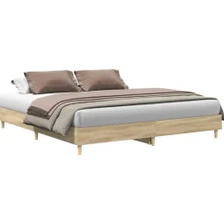 vidaXL Bedframe zonder matras 200x200cm spaanplaat sonoma eikenkleurig