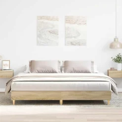vidaXL Bedframe zonder matras 200x200cm spaanplaat sonoma eikenkleurig