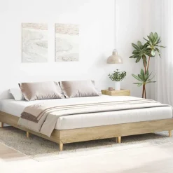 vidaXL Bedframe zonder matras 200x200cm spaanplaat sonoma eikenkleurig