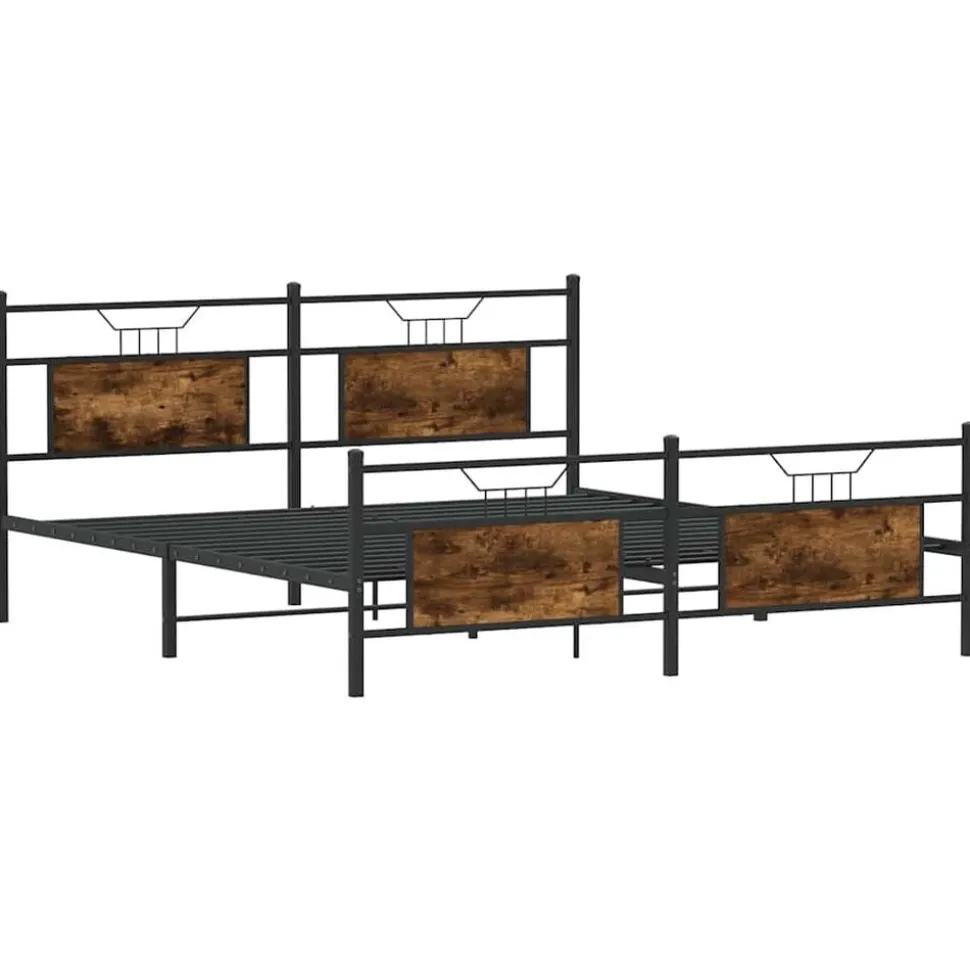 vidaXL Bedframe zonder matras metaal gerookt eikenkleurig 160x200 cm