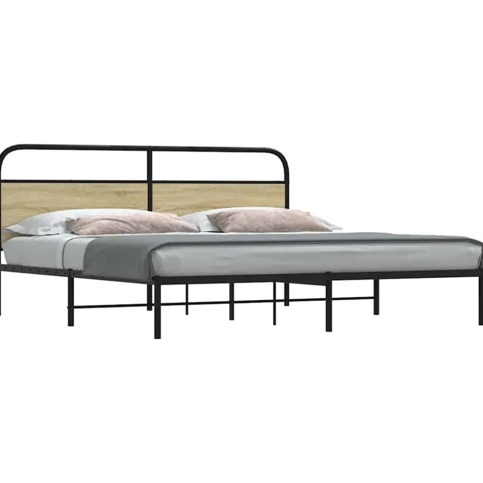 vidaXL Bedframe zonder matras metaal sonoma eikenkleurig 180x200 cm
