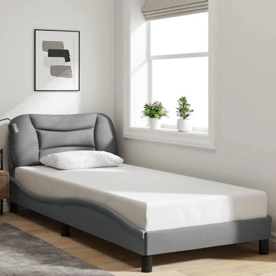 vidaXL Bedframe zonder matras "Hvar" 80x200 cm stof lichtgrijs