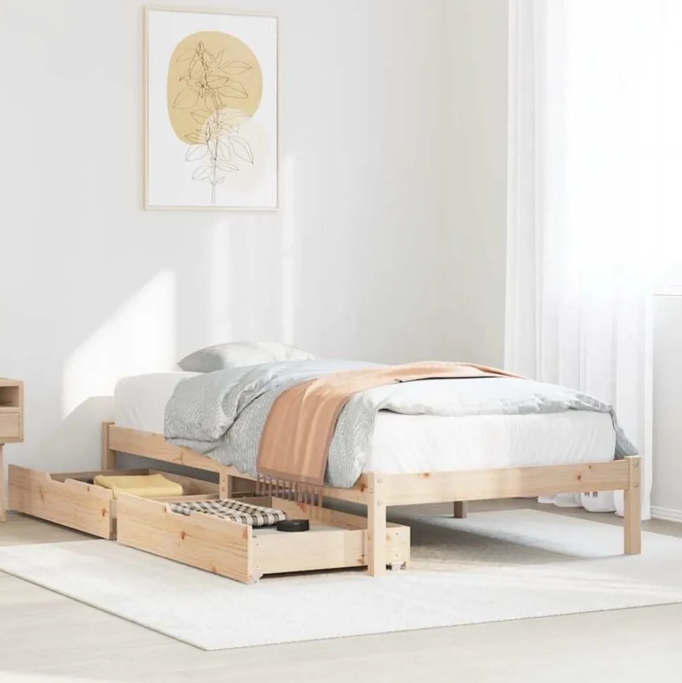 vidaXL Bedframe zonder matras massief grenenhout 75x190 cm
