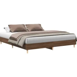 vidaXL Bedframe zonder matras 200x200 cm spaanplaat bruin eikenkleurig