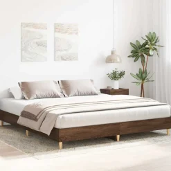 vidaXL Bedframe zonder matras 200x200 cm spaanplaat bruin eikenkleurig
