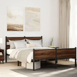 vidaXL Bedframe zonder matras metaal bruin eikenkleurig 160x200 cm