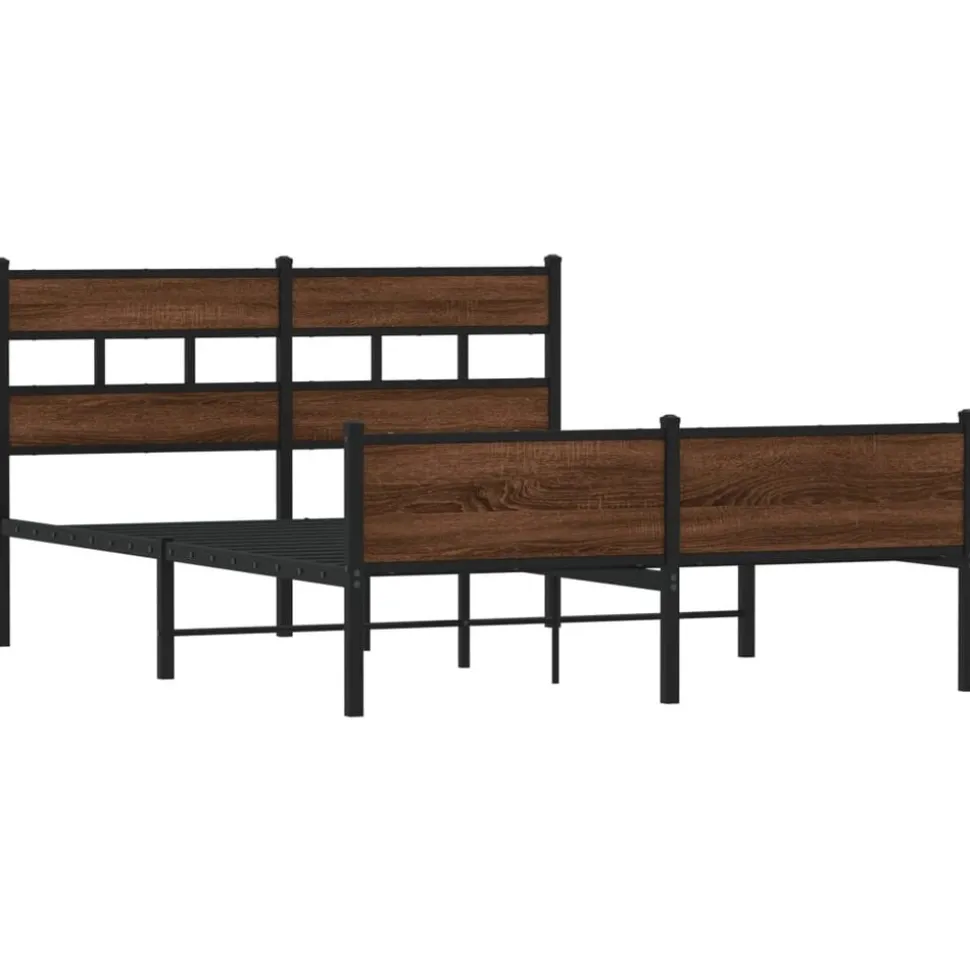vidaXL Bedframe zonder matras metaal bruin eikenkleurig 160x200 cm