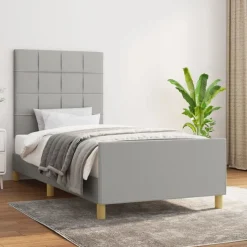 vidaXL Bedframe zonder matras 80x200 cm stof lichtgrijs