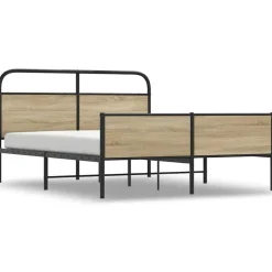vidaXL Bedframe zonder matras metaal gerookt eikenkleurig 160x200 cm