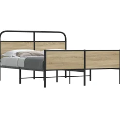 vidaXL Bedframe zonder matras metaal gerookt eikenkleurig 160x200 cm