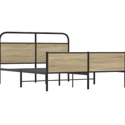vidaXL Bedframe zonder matras metaal gerookt eikenkleurig 160x200 cm