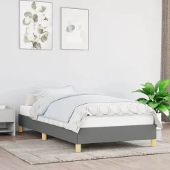 vidaXL Bedframe zonder matras 80x200 cm stof donkergrijs