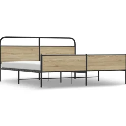 vidaXL Bedframe zonder matras metaal gerookt eikenkleurig 150x200 cm