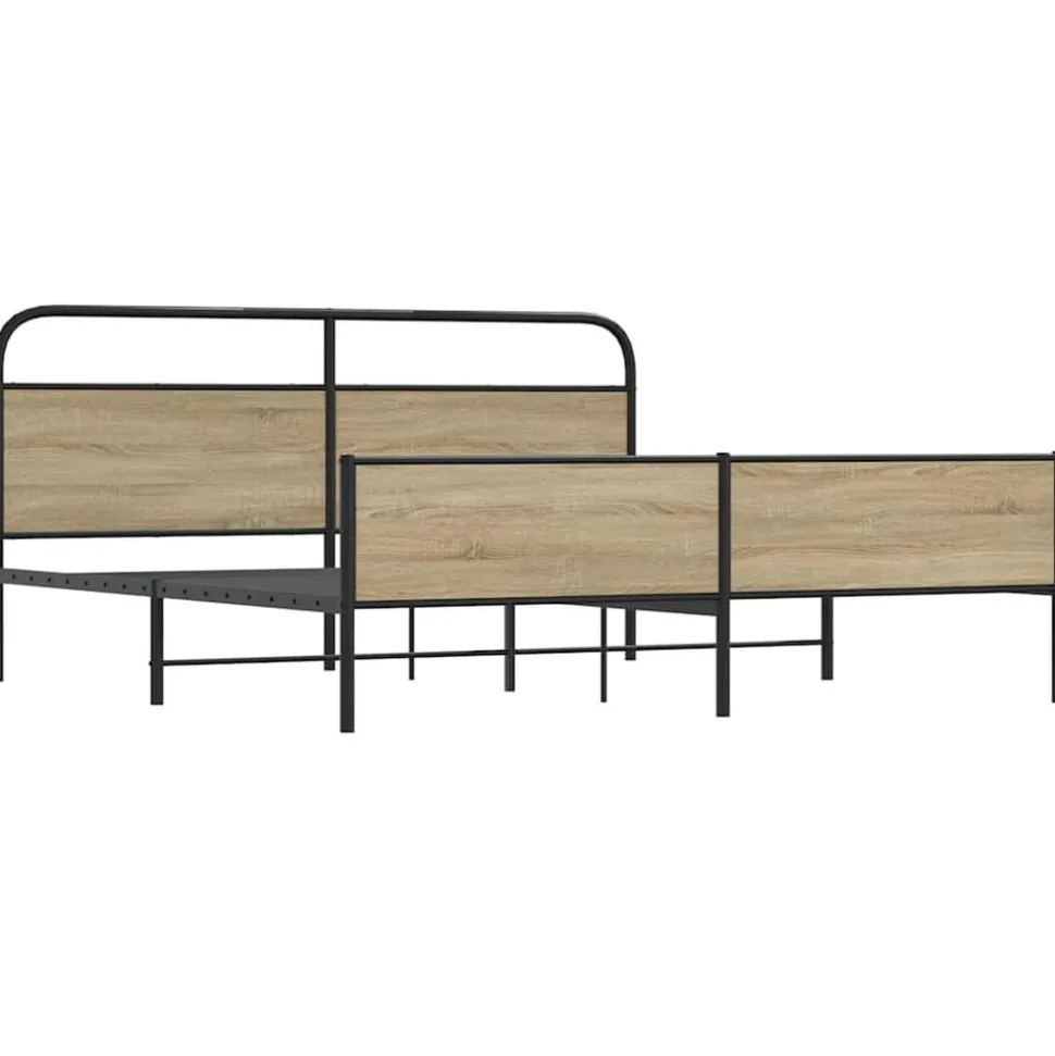 vidaXL Bedframe zonder matras metaal gerookt eikenkleurig 150x200 cm