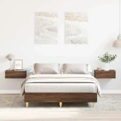 vidaXL Bedframe zonder matras 120x200 cm spaanplaat bruin eikenkleurig