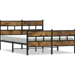 vidaXL Bedframe zonder matras metaal gerookt eikenkleurig 150x200 cm