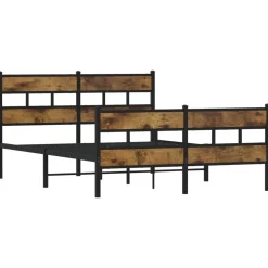 vidaXL Bedframe zonder matras metaal gerookt eikenkleurig 150x200 cm