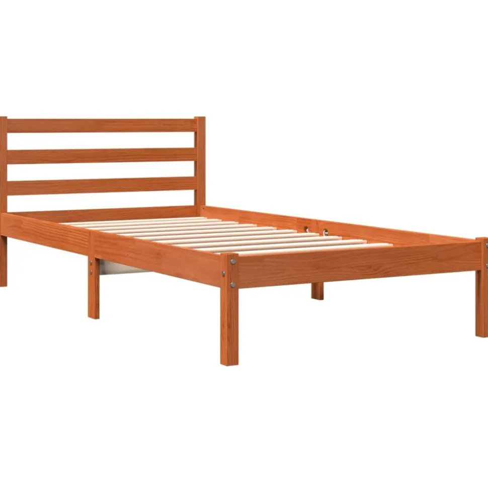 vidaXL Bedframe zonder matras massief grenenhout wasbruin 75x190 cm