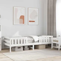 vidaXL Bedframe zonder matras massief grenenhout wit 140x200 cm