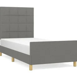 vidaXL Bedframe zonder matras 80x200 cm stof donkergrijs