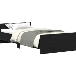 vidaXL Bedframe zonder matras 75x190 cm spaanplaat zwart eikenkleurig